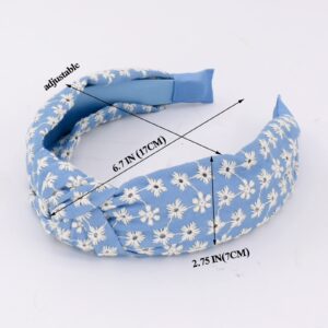 BEGOOD Headbands for Women Embroidery Knotted Headband White Hairband Fashion Top Knot Hairbands Designer Wide Head Band Girls Headbands Hair Accessories 2Pcs Vintage Floral