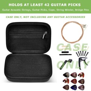 70+ Guitar Pick Holder Case for Fender for D'Addario for ChromaCast for JIM DUNLOP for Acoustic Strings, Guitar Pick Organizer, Capo, String Winder, Bridge Pins, Guitar Player Accessory Kit (Black)