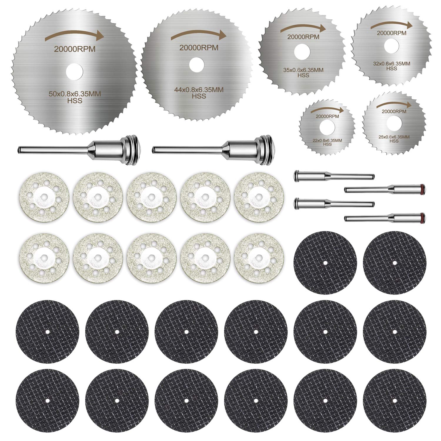 Cutting Wheel Set for Rotary Tool 36pcs High speed steel circular saw blade,Toolman Set Includes: 10PC Diamond Cutte, Compatible with dewalt, makita, ryob,and skill bosch.