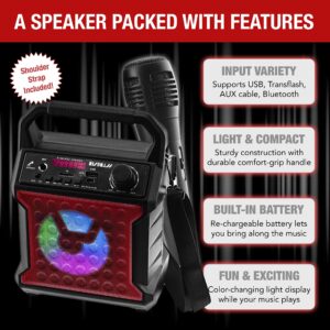 Risebass Portable Karaoke Machine with Microphone - Karaoke System with Party Lights for Kids and Adults - Rechargeable USB Speaker Set with FM Radio SD Card, AUX-in, Birthday Gift for Girls and Boys