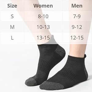 GLENMEARL 6 Pack Mens Athletic Running Socks Ankle Sport Cushioned Sock Black M