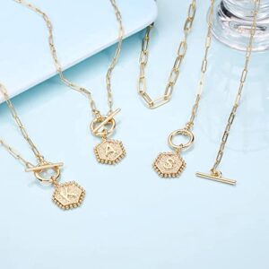 IEFWELL Dainty 14K Gold Plated Paperclip Chain Necklace for Women - Layered Initial Necklace