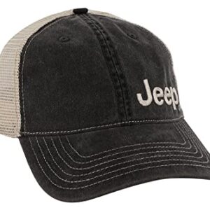 Jeep Garment Washed Trucker Hat - Black