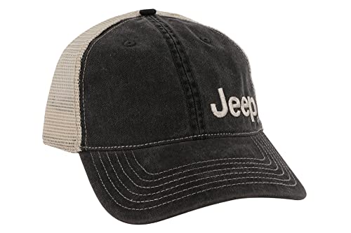 Jeep Garment Washed Trucker Hat - Black