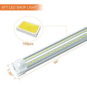 ONLYLUX 8ft LED Shop Light, 8' 100W 15000lm 6000K (12 Pack), 8 Foot Linkable led Shop Lights with Plug Fixture for Garage Workshop, T8 LED Tube Lights, High Output,