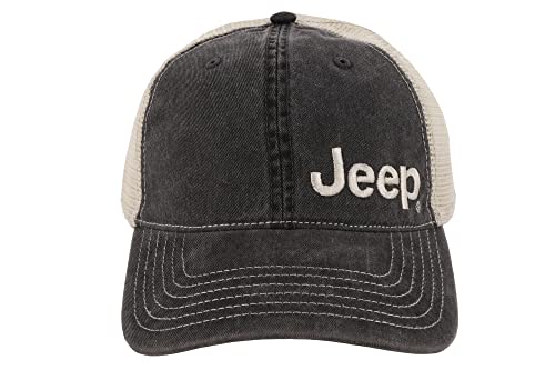 Jeep Garment Washed Trucker Hat - Black