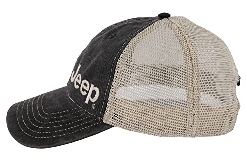 Jeep Garment Washed Trucker Hat - Black