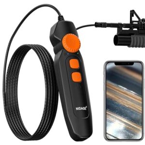 wireless rifle borescope nidage 0.177inch rifle bore scope gun cleaning camera fits .20 caliber and larger, visual barrel gun endoscope with 3.28ft cable, side view mirror for bore cleaning inspection