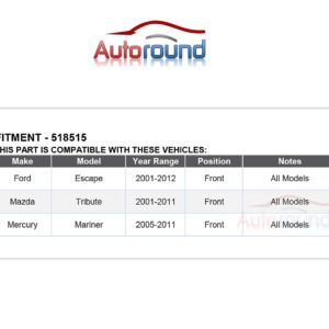 Autoround 518515 Pair Front Wheel Hub and Bearing Assembly Compatible with Ford Escape 2001-2012, Mazda Tribute 2001-2011, Mercury Mariner 2005-2011 5 Lugs