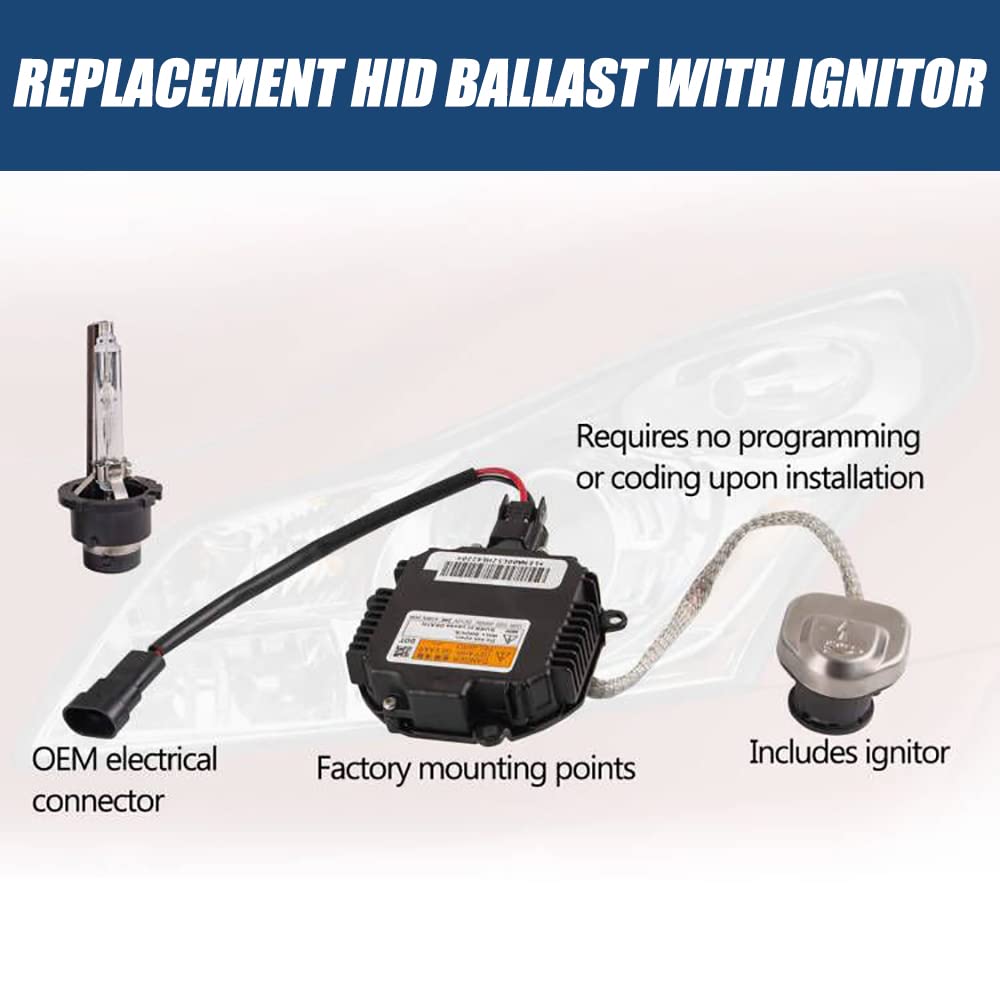 RANSOTO Headlight Ballast Compatible with Infiniti G35 G37 FX35 QX56 Nissan 350Z Maxima Murano 370Z Replace NZMNS111LAN 28474-8991A Xenon HID Control Unit with Igniter & D2S Bulb