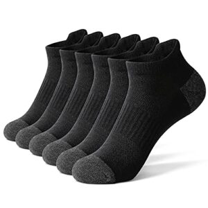 glenmearl 6 pack mens athletic running socks ankle sport cushioned sock black m