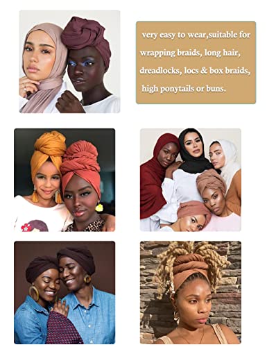 Nonbongoy Head Wraps for Black Women Stretch Turban African Headwraps Scarf Soft Hijab Hair Wraps Jersey Head Scarf for Locs Braids