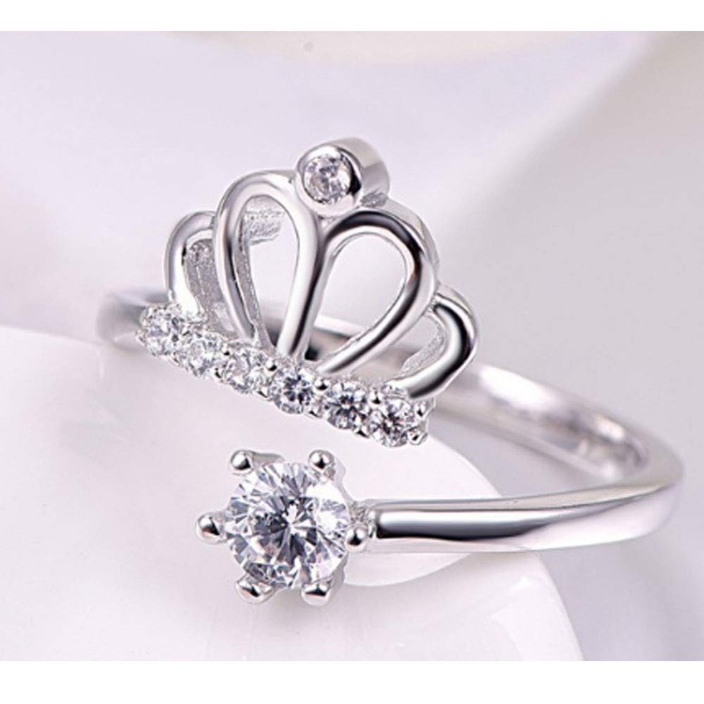 Dainty Tiny Adjustable Plated Silver Crown Ring Girls Tiara Crown Rings for women Cz Toe Ring Stacking Rings Bands Ring Hands Open Ring Wedding Finger Ring