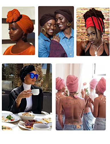 Nonbongoy Head Wraps for Black Women Stretch Turban African Headwraps Scarf Soft Hijab Hair Wraps Jersey Head Scarf for Locs Braids