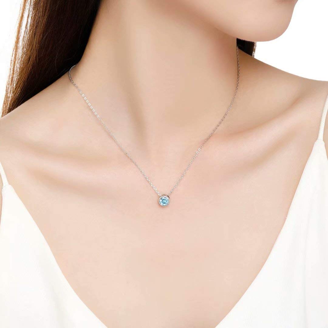 Presentski March Birthstone Necklace for Mom Aquamarine Necklace Mother's Day Gifts for Women Grandmother Necklace