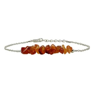 Gempires Real Carnelian Crystal Bracelet, Everyday Wear Bracelet, Gift for Her, Orange Healing Stones with 8 inch Silver Plated Adjustable Chain (Carnelian)