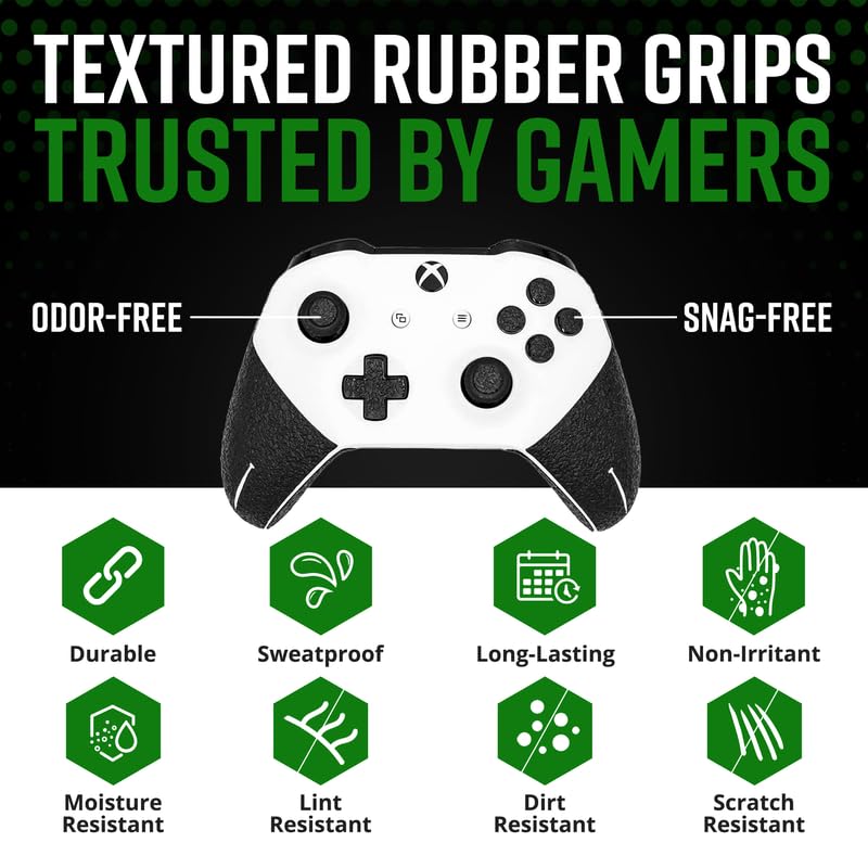 Dragon Grips Xbox Controller Grips, 2 Sheet Black Non-Slip Textured Rubber Grip Tape for Xbox One Controller Decal, Xbox One Elite Controller Grips, Including Thumb Stick, Triggers, Buttons, D-pad