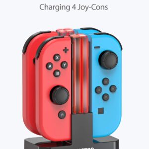 Switch Controller Charger, KINGTOP Switch Joycon Charger Compatible with Nintendo Switch Joy-con, Switch Charger with Individual LED Indicator and USB C Charging Cable