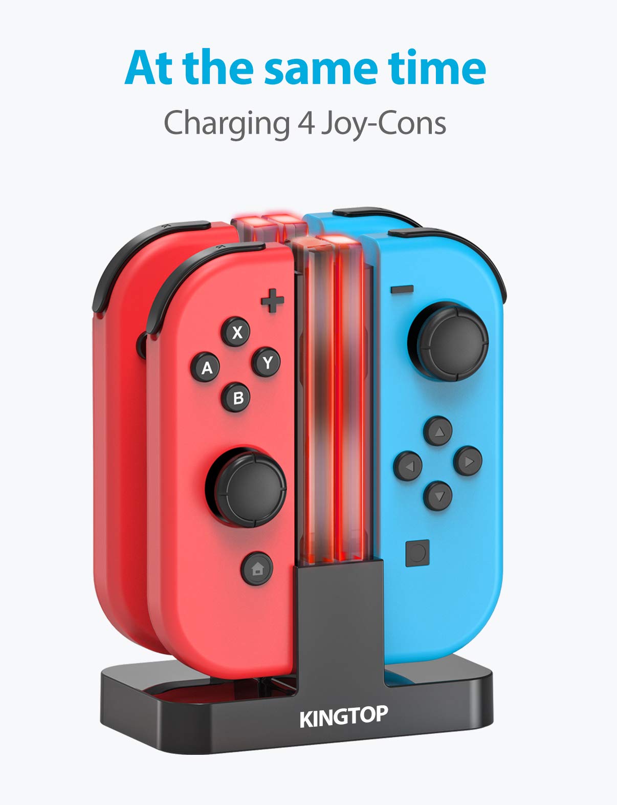 Switch Controller Charger, KINGTOP Switch Joycon Charger Compatible with Nintendo Switch Joy-con, Switch Charger with Individual LED Indicator and USB C Charging Cable