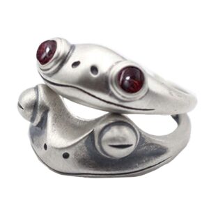 Frog Rings,Personalized Open Adjustable couples rings,Cute Animal wedding bands for women silver