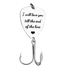 couple gift i will love you till the end of the line fishing lure hook boyfriend husband valentines wedding anniversary christmas birthday gifts for fiance fishing gifts for him her fisherman gifts