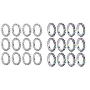 joyMerit 12pcs Women Finger Rings Sparkly Rhinestone Elastic Stretch Rings Jewelry - Silver+White