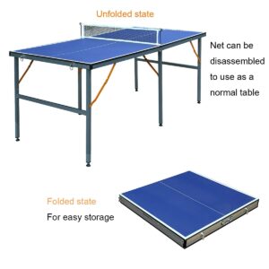 6 ft Table Tennis Table Ping-Pong Tables Set - 100% Preassembled Foldable & Portable Tables with All-Weather Aluminum Composite Frame & Removable Net for Outdoor/Indoor