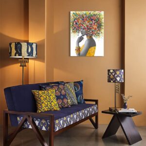 African American Wall Art - Black Art Paintings for Wall - Graffiti Canvas Wall Art for Living Room Bedroom Office Decor - Colorful Black African Woman Painting Framed Ready to Hang 24"x32"