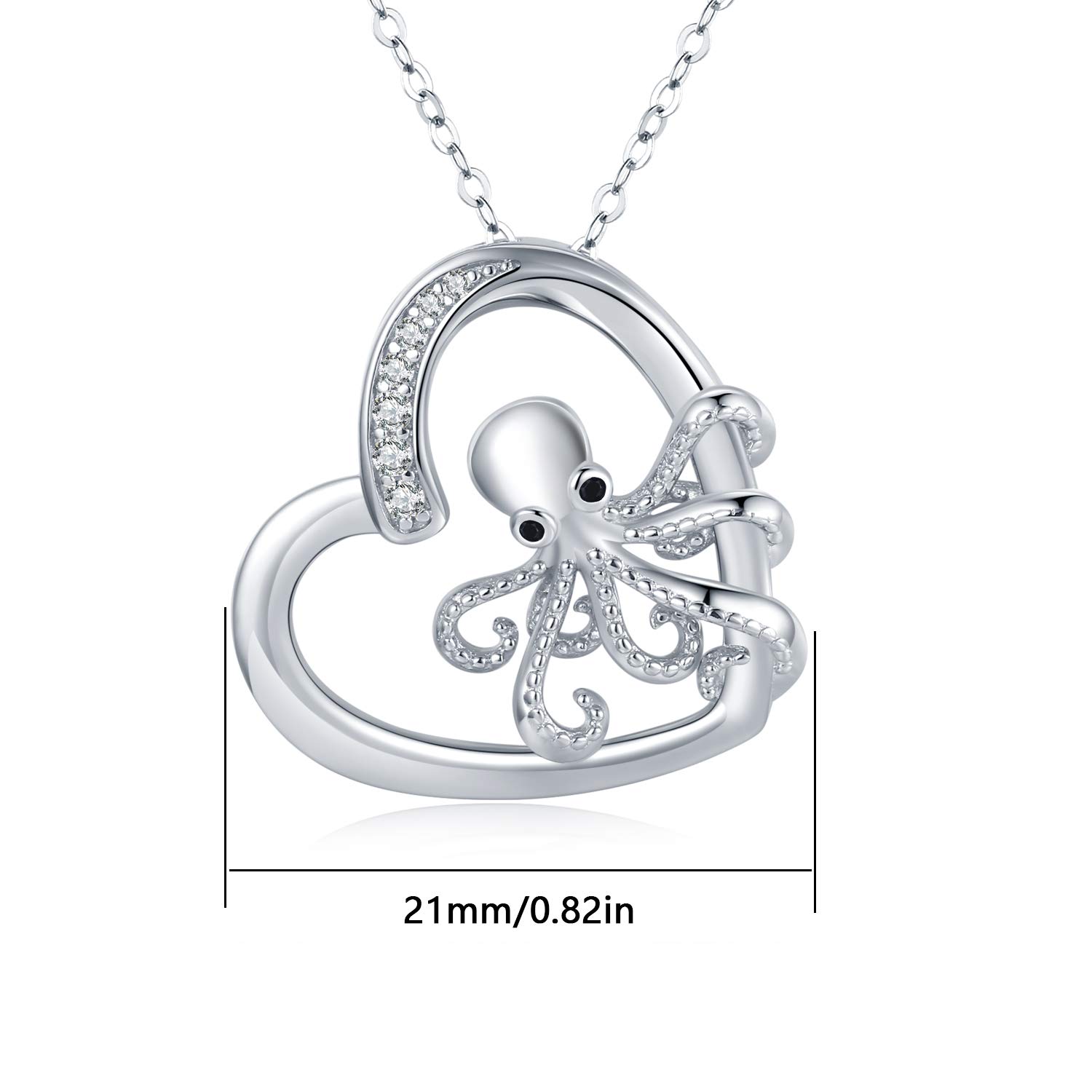 JUSTKIDSTOY Octopus Necklace for Women 925 Sterling Silver Heart Octopus Pendant Necklace Ocean Jewelry Graduation Gifts for Sea Lover