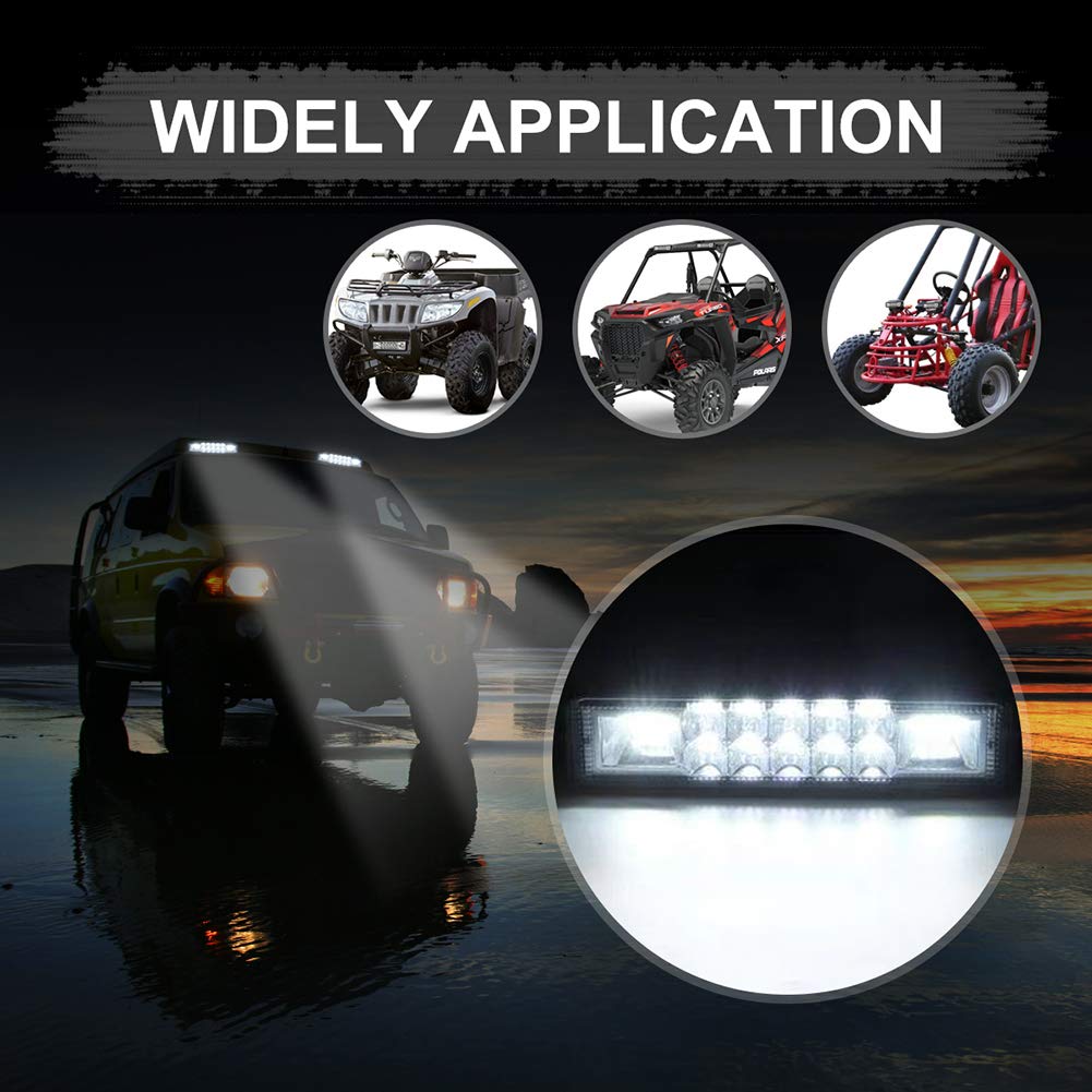 nicerpro 6 Inch Led Pods Light Bar Slim 60W 10000Lm 12V/24V Driving Fog Light Waterproof Combo Flood Spot Lights for Trucks Off Road ATV UTV Golf Cart Trailer 2 Pack