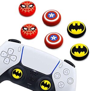 6pcs analog thumb grip stick cover, wireless controllers game remote joystick cap, fantastic non-slip silicone handle protection cover for ps5/ps4/xbox one/360/nintendo switch pro