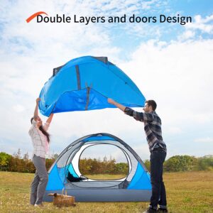 BISINNA 2/4 Person Camping Tent Lightweight Backpacking Tent Waterproof Windproof Two Doors Easy Setup Double Layer Outdoor Tents for Family Camping Hunting Hiking Mountaineering Travel