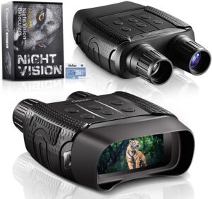 night vision and day binoculars for hunting in 100% darkness - digital infrared goggles military for viewing 984ft/300m in dark with 2.31" lcd screen, take day night ir photos video 32g tf card adults