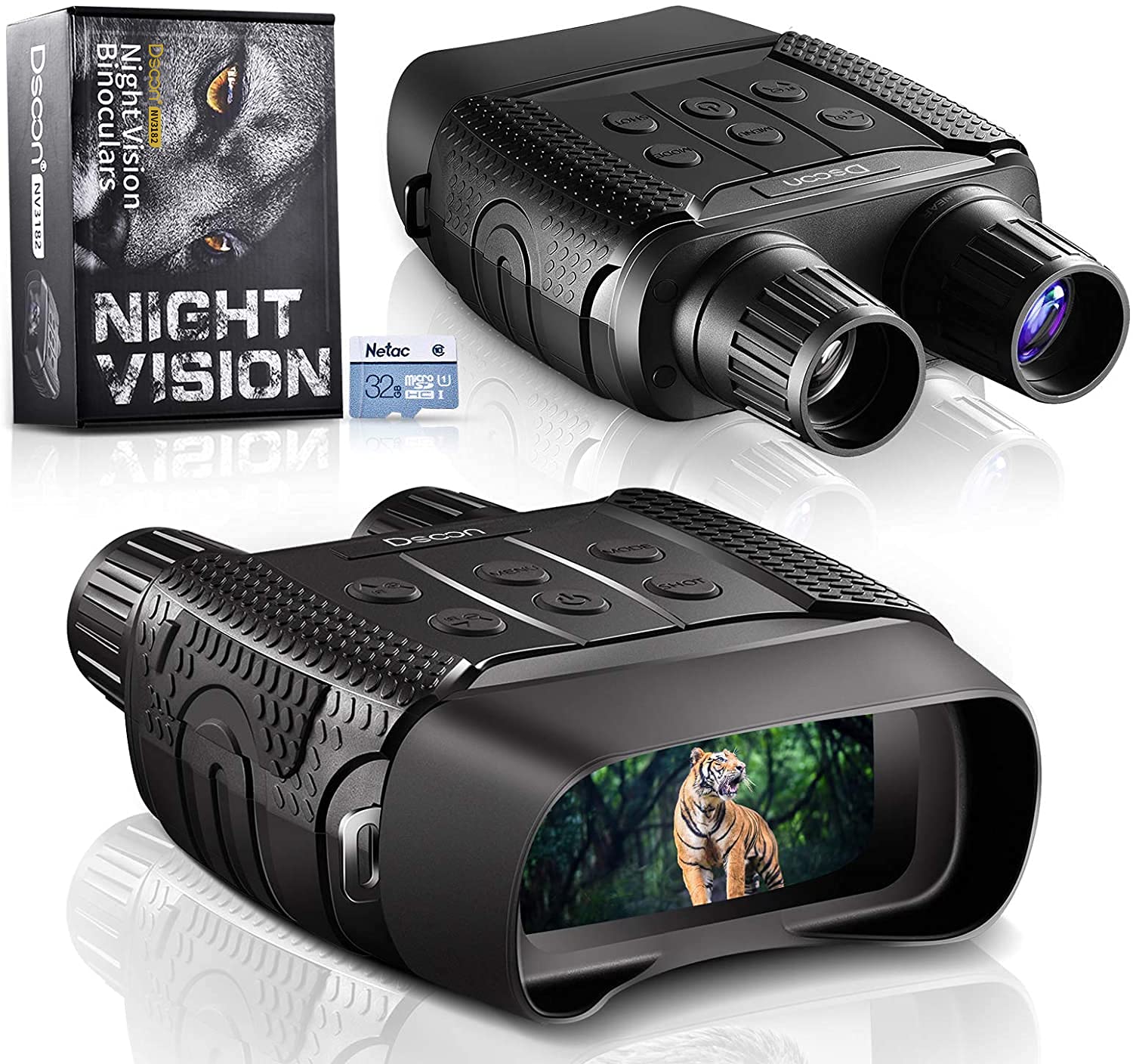 Night Vision and Day Binoculars for Hunting in 100% Darkness - Digital Infrared Goggles Military for Viewing 984ft/300M in Dark with 2.31" LCD Screen, Take Day Night IR Photos Video 32G TF Card Adults