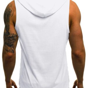 Babioboa Men's Sleeveless Hoodie Bodybuilding Stringers Workout Tank Tops Fitness Vest White