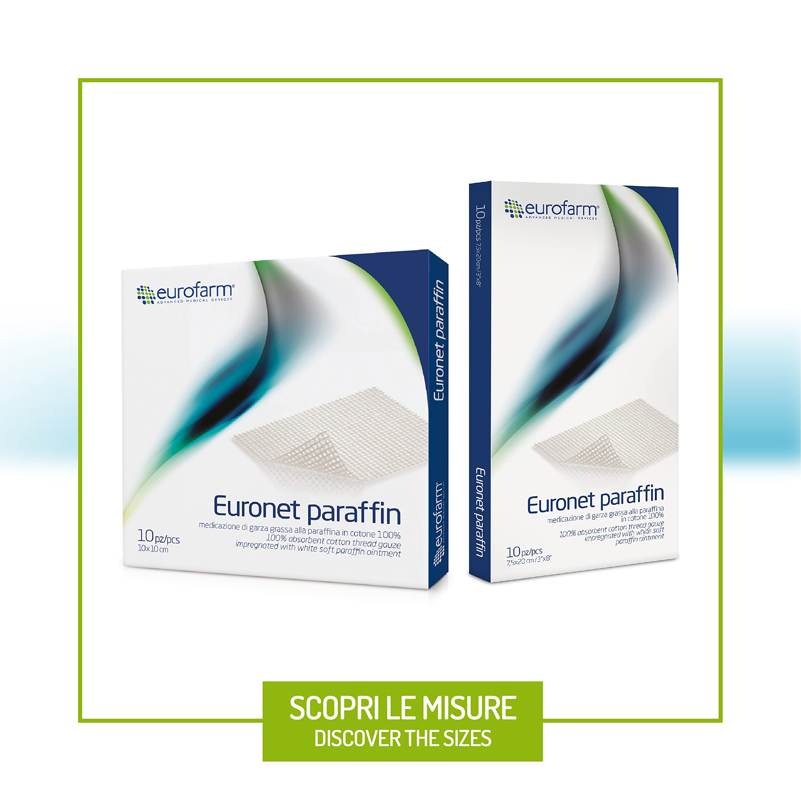 Euronet Paraffin-3 x 8 in-Hypoallergenic and Non-Adherent,Primary Wound Contact Layer in The Treatment of Burns,Abrasions,Skin Grafts (10 Pcs per Box)