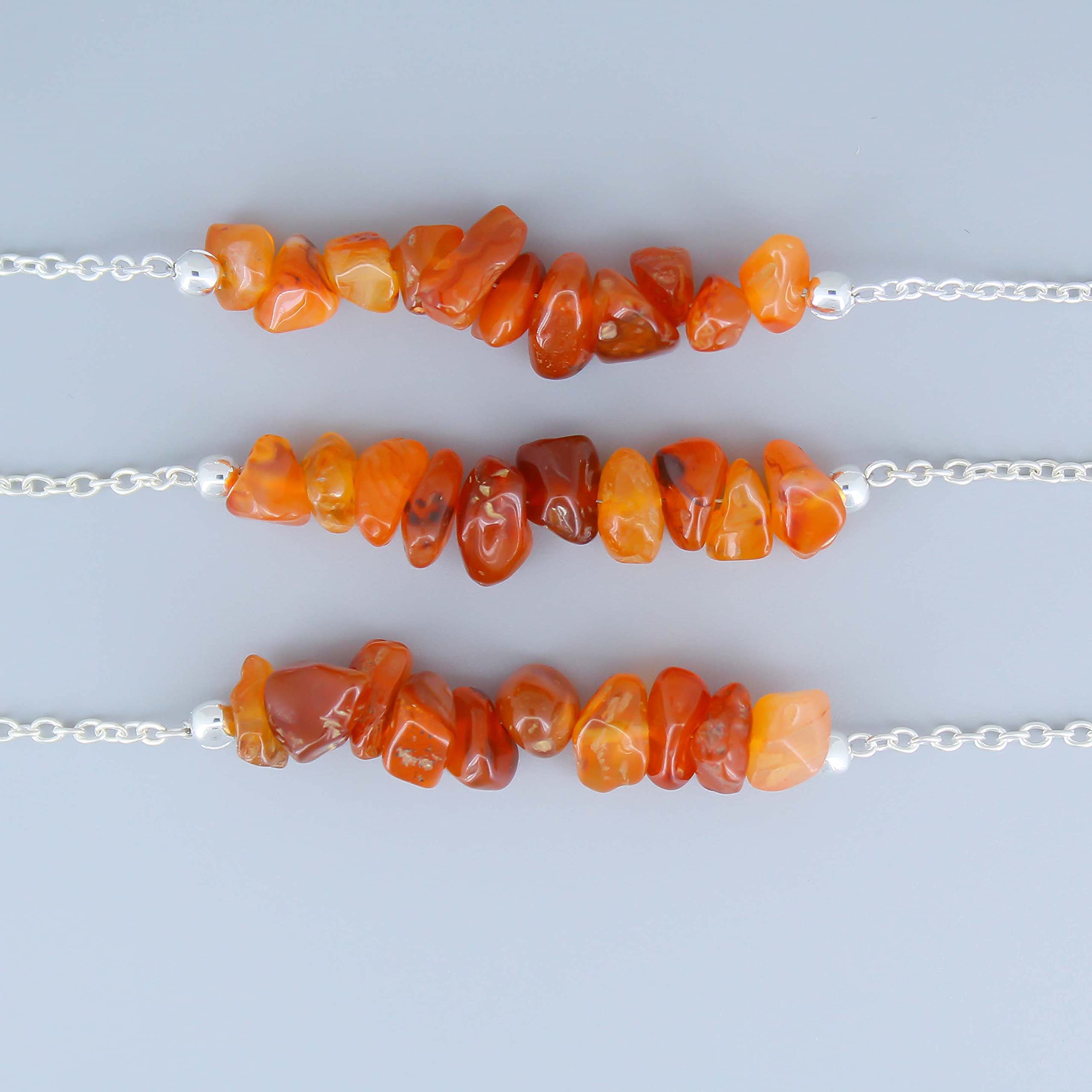 Gempires Real Carnelian Crystal Bracelet, Everyday Wear Bracelet, Gift for Her, Orange Healing Stones with 8 inch Silver Plated Adjustable Chain (Carnelian)