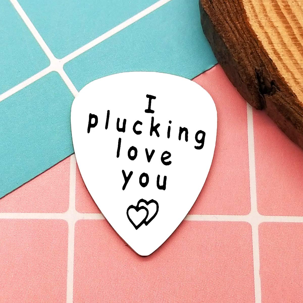 Silver Guitar Pick Boyfriend Gifts I Plucking Love You Guitar Pick Anniversary Present for Him Men Musical Guitar Player Jewelry Gift for Husband Boyfriend Fiance Dad Valentine Christmas Birthday Gift