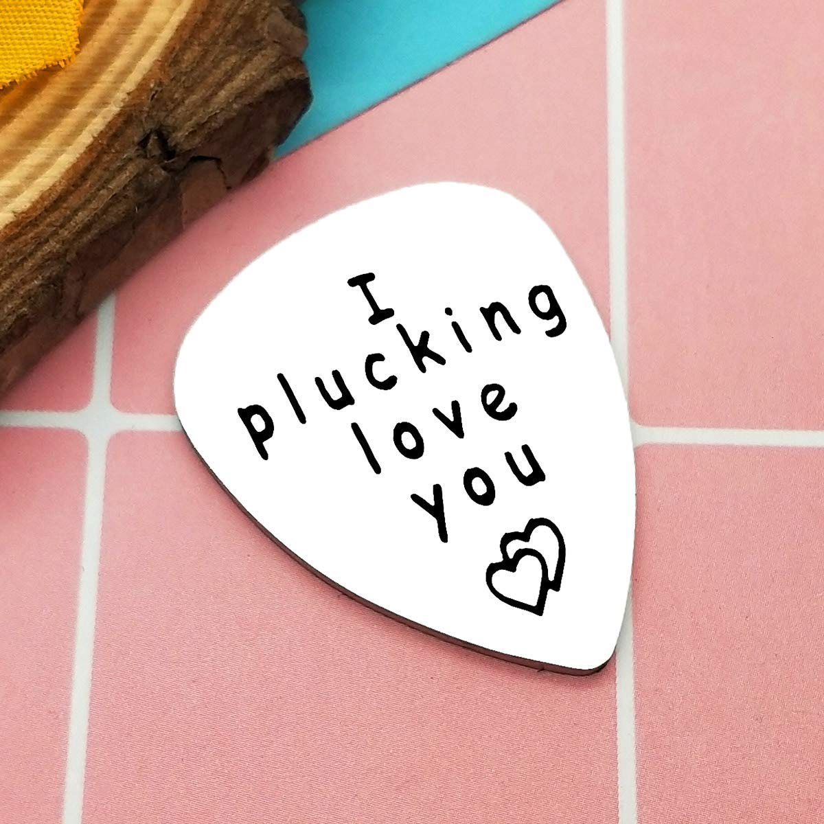 Silver Guitar Pick Boyfriend Gifts I Plucking Love You Guitar Pick Anniversary Present for Him Men Musical Guitar Player Jewelry Gift for Husband Boyfriend Fiance Dad Valentine Christmas Birthday Gift