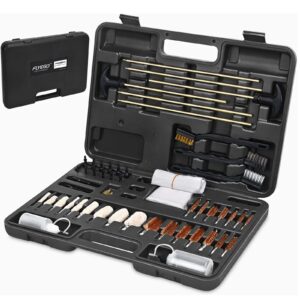 FLYEGO Universal Gun Cleaning Kit, Shotgun Rifle Airsoft Pistol Cleaning Kit for All Calibers with Portable Carrying Case and Cleaning Cloth (Black)