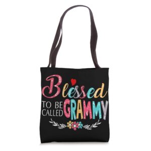 blessed to be called grammy colorful for grandma tote bag