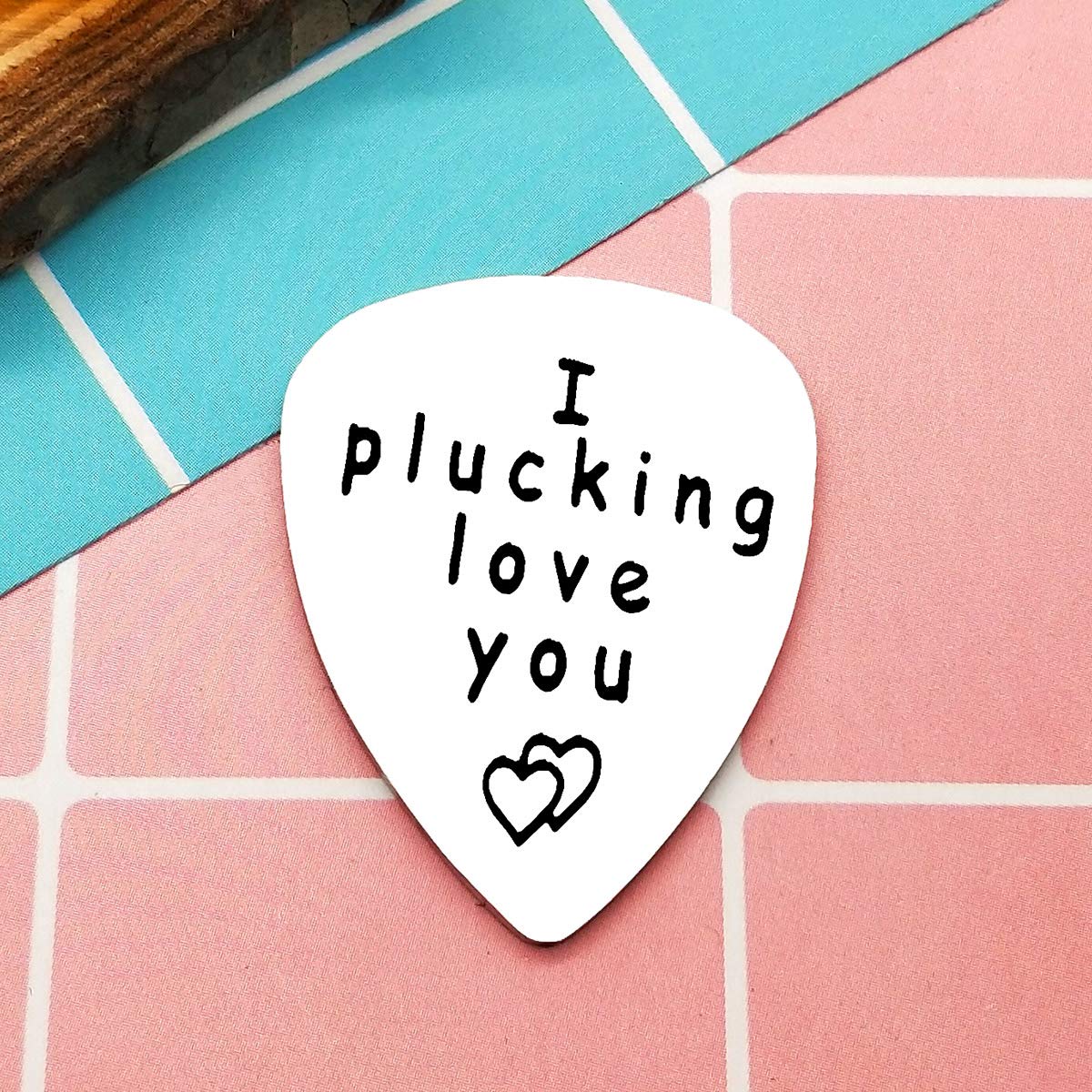 Silver Guitar Pick Boyfriend Gifts I Plucking Love You Guitar Pick Anniversary Present for Him Men Musical Guitar Player Jewelry Gift for Husband Boyfriend Fiance Dad Valentine Christmas Birthday Gift