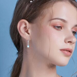 Moonstone Leverback Earrings for Women 925 Sterling Silver Teardrop Bridal Dangle Earrings Moonstone Dewdrop Earrings Moonstone Jewelry Gifts for Daughter Ladies Hypoallergenic Earrings