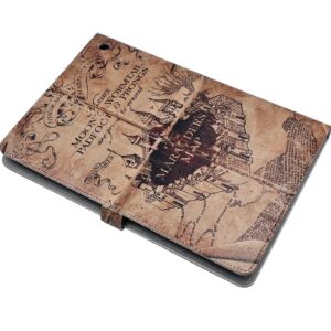 Case for Amazon Kindle Fire HD 8 & 8 Plus Tablet (12th/10th Generation, 2022/2020 Release), PU Leather Folding Stand Shell Shockproof Soft TPU Cover, Marauder's Map Vintage