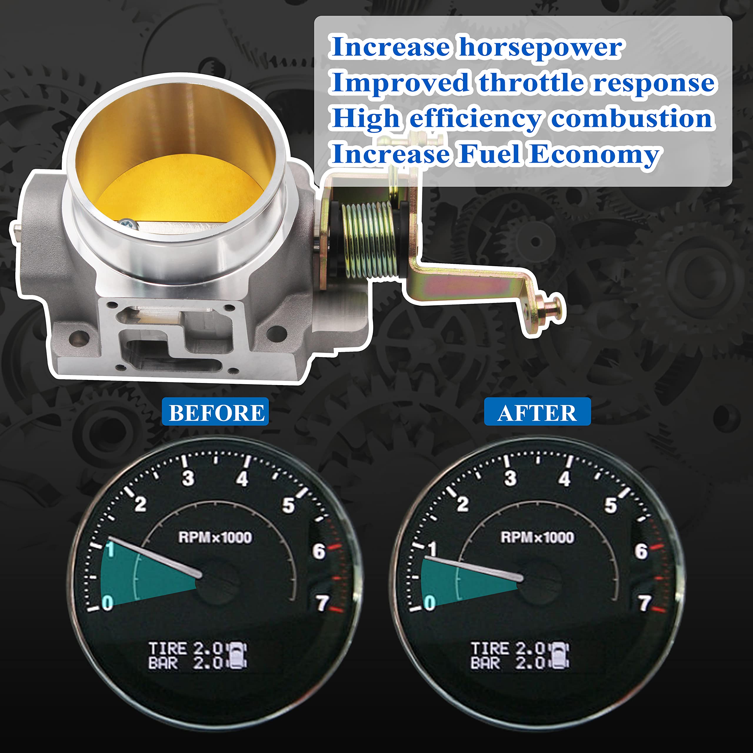 1724 62mm Throttle Body for High Flow Power Plus Series Replacement for BBK,Compatible With 1991-2003 Jeep 4.0L and Just for Cherokee 1998-2001 4.0L