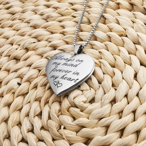 GOKING Always on My Mind Forever in My Heart Photo Locket That Holds Pictures Necklace Pendant for Women