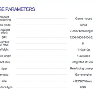 Smaige Gaming Mouse Wired,6 Buttons, 4 Adjustable DPI Up to 3200 DPI, 7 Circular & Breathing LED Light, Multifunction Wired Mouse Used for Games and Office (Black)