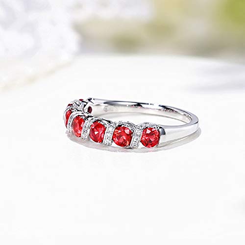 KnBoB Women Twisted Vine Round Shape 0.9ct Ruby Ring 18K White Gold Promise Wedding Engagement Bridal Anniversary Ring Size 10.5