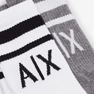 A|X ARMANI EXCHANGE mens Logo Crew 2-pack Socks, White/Melange Grey, Small-Medium US