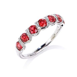 knbob women twisted vine round shape 0.9ct ruby ring 18k white gold promise wedding engagement bridal anniversary ring size 10.5